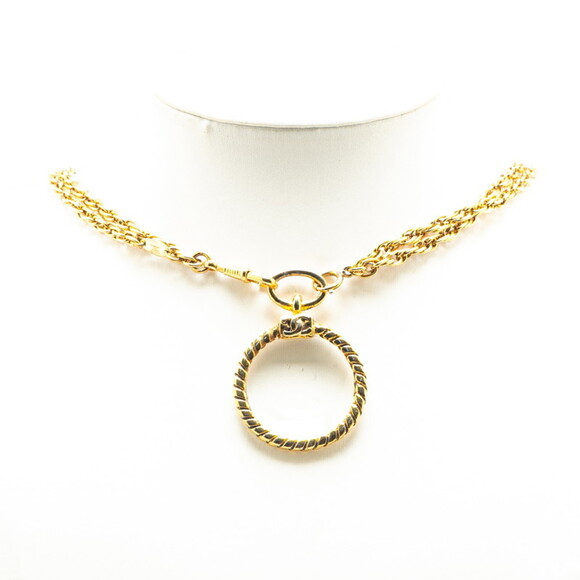 CHANEL Authentic Vintage Gold Logo Necklace
